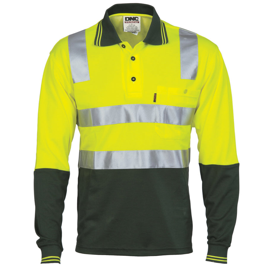 Cotton Back HiVis Two Tone Polo Shirt with CSR R/ Tape - L/S