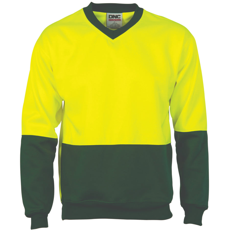 HiVis Two Tone Fleecy Sweat Shirt (Sloppy Joe) V-Neck