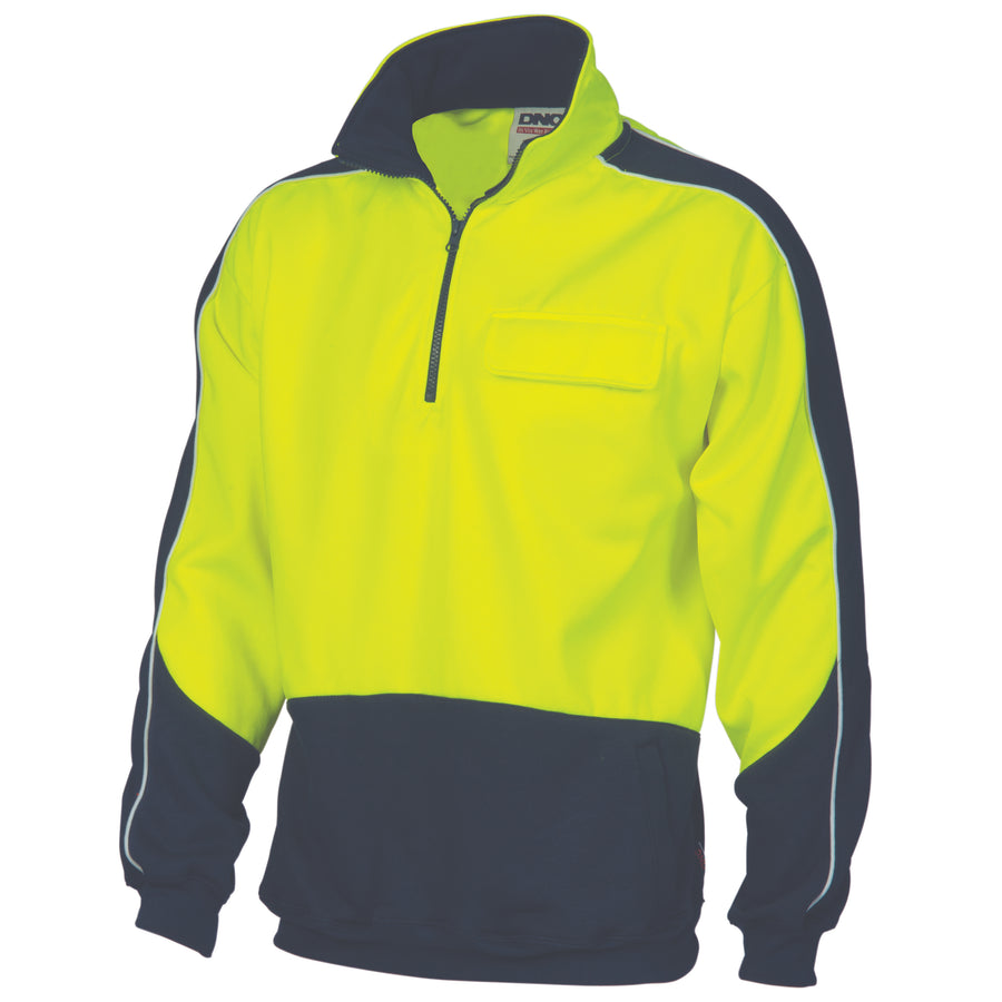 HiVis 2 Tone 1/2 Zip Hi-Neck Panel Fleecy Windcheater