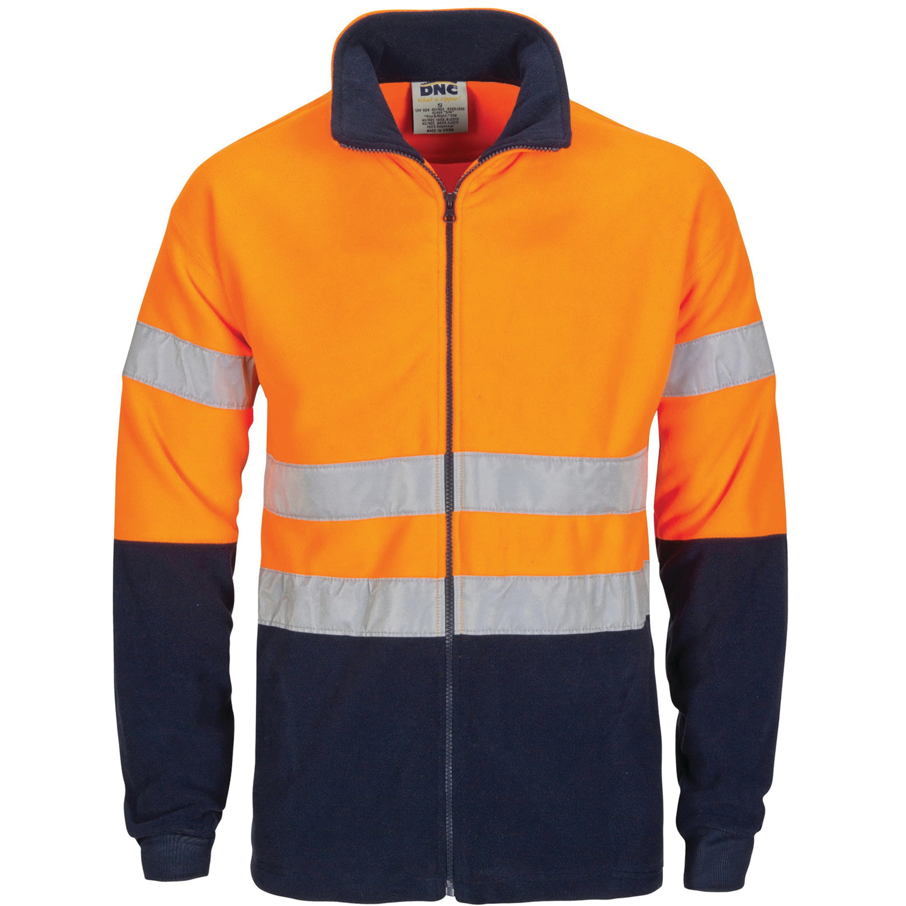 HiVis two tone full zip polar fleece with generic R/Tape