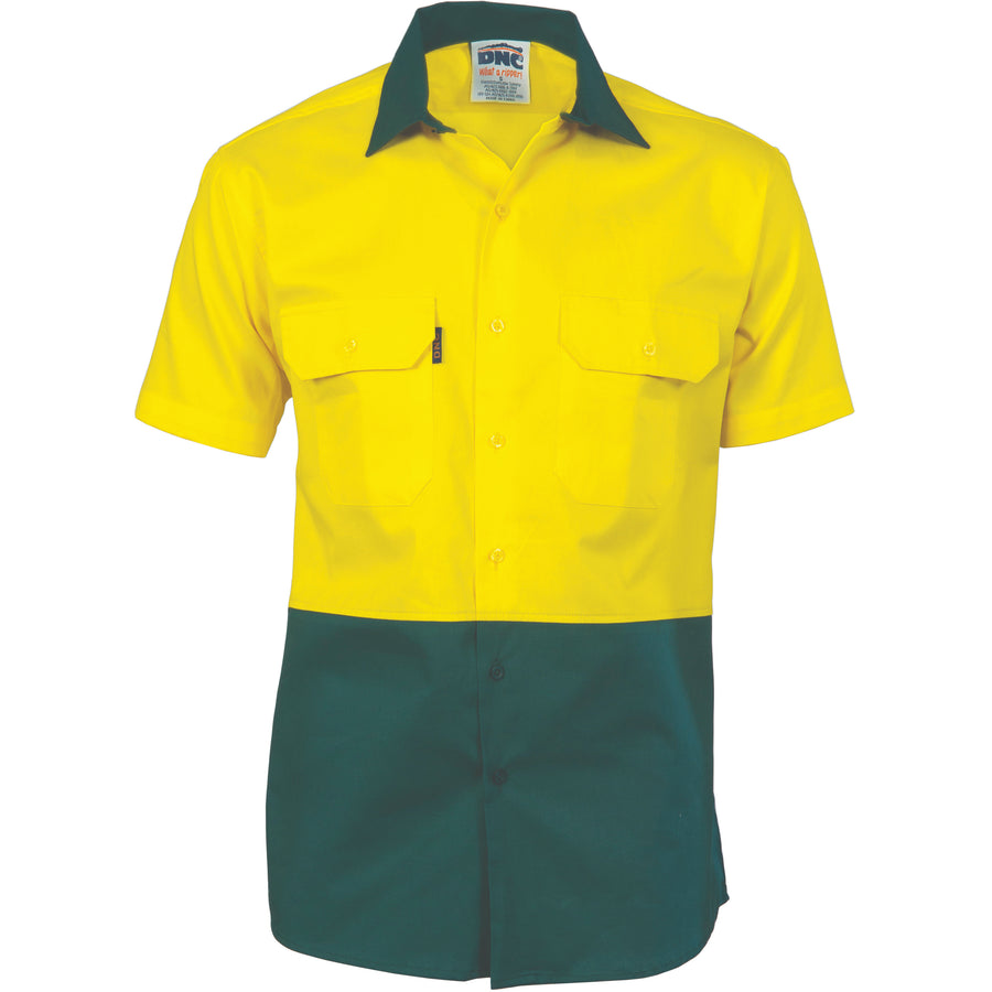 HiVis Two Tone Cotton Drill Shirt - Short Sleeve