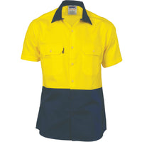 HiVis Two Tone Cotton Drill Shirt - Short Sleeve