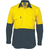 HiVis Two Tone Cotton Drill Shirt - Long Sleeve