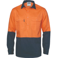 HiVis Two Tone Close Front Cotton Drill Shirt - long sleeve Guss et Sleeve