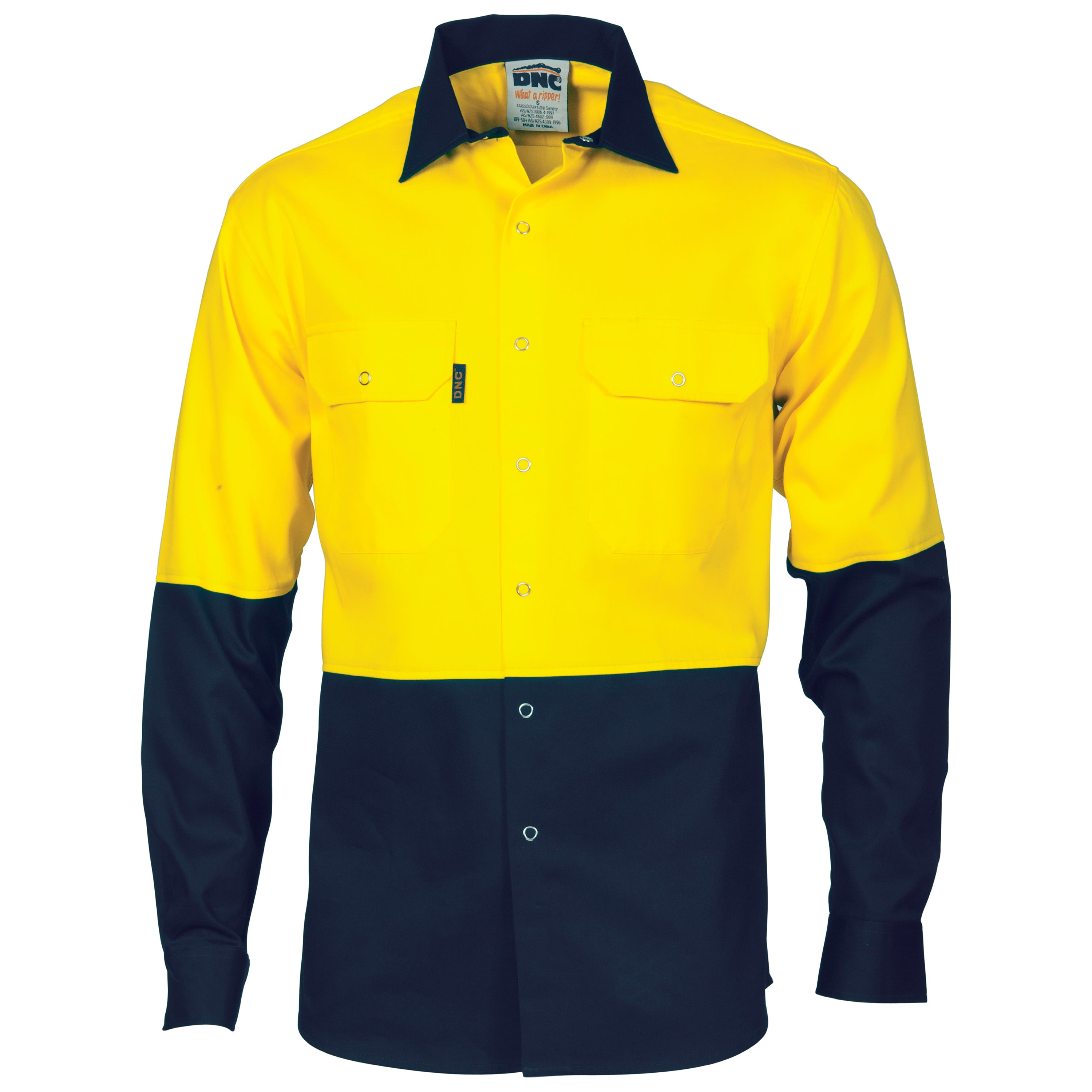 HiVis Two Tone Drill Shirt with Press Studs