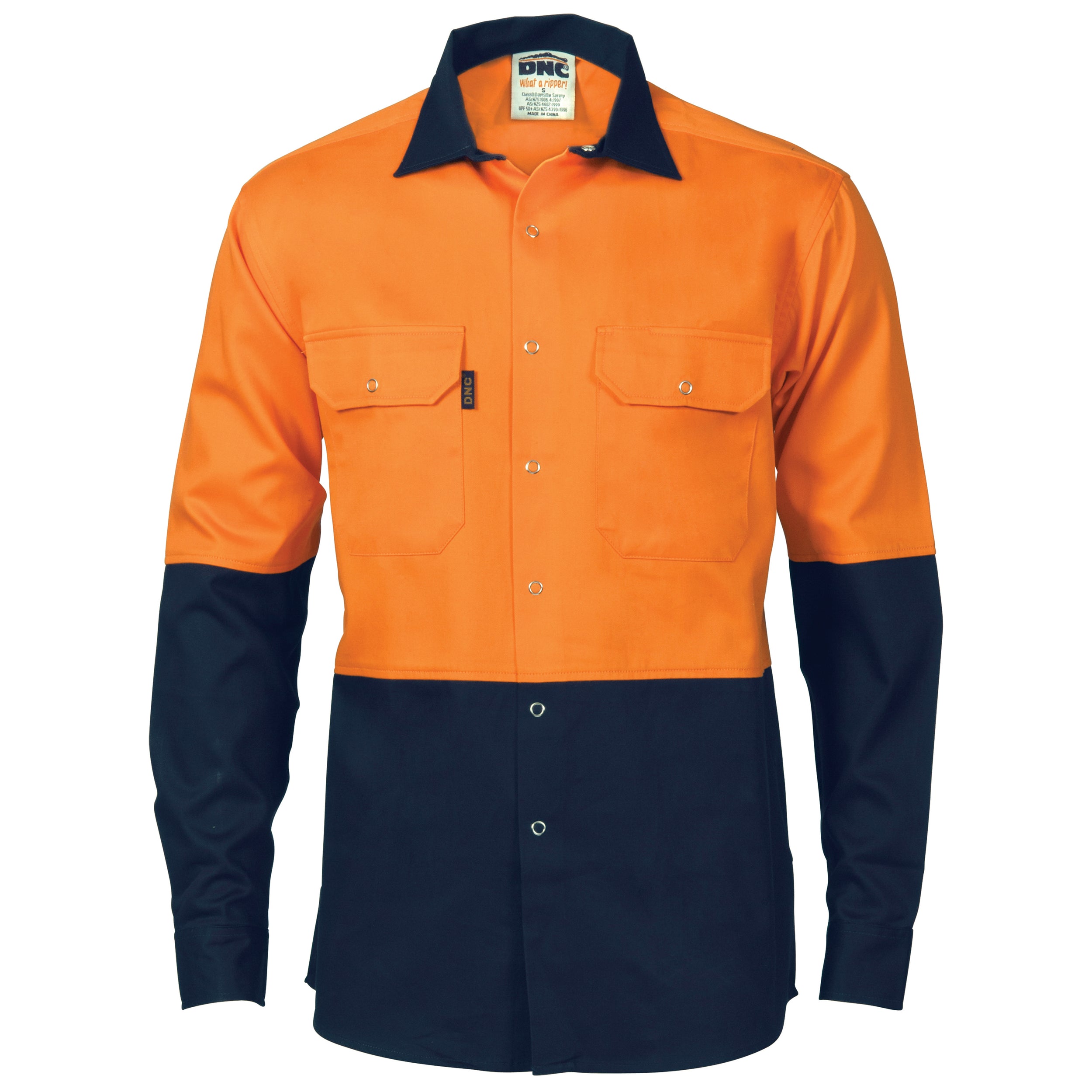 HiVis Two Tone Drill Shirt with Press Studs