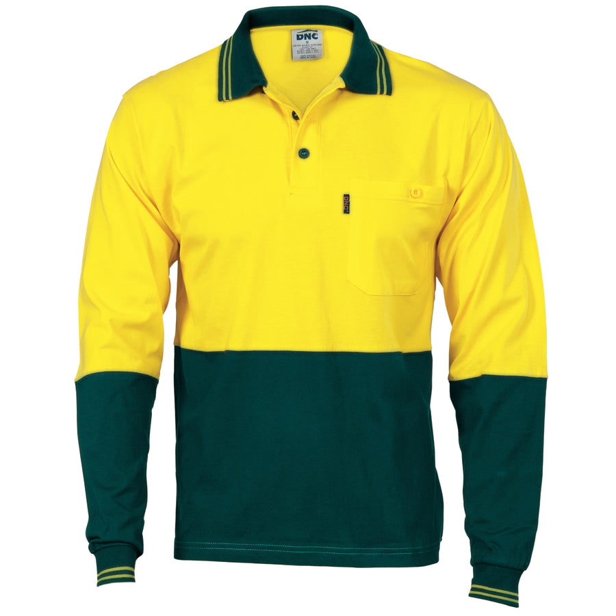 HiVis Cool-Breeze Cotton Jersey Polo Shirt
with Under Arm Cotton Mesh - L/S