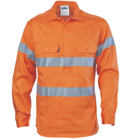 HiVis Close Front Cotton Drill
Shirt with 3M R/Tape