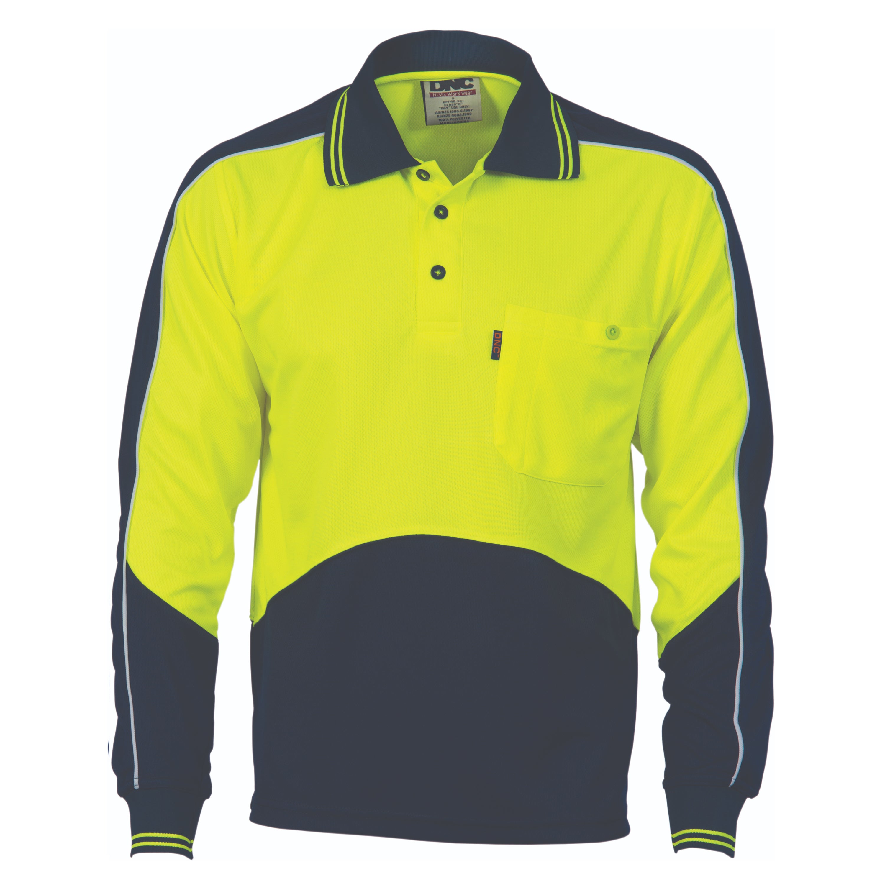 HiVis Cool Breathe Panel Polo Shirt - Long Sleeve