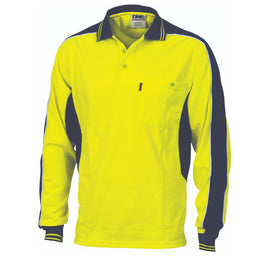 Poly/Cotton Contrast Panel Polo - long Sleeve
