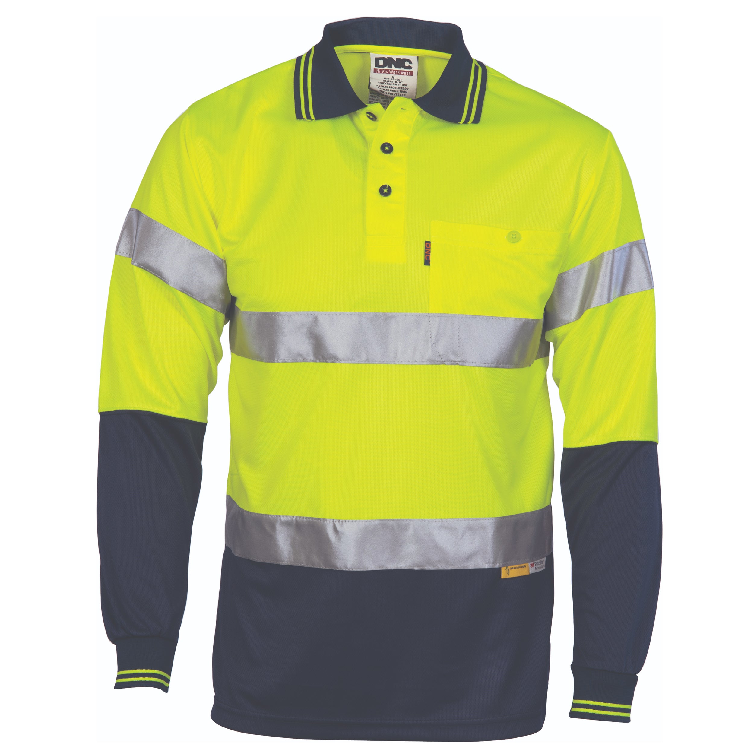 Hivis D/N Cool-Breathe Polo Shirt With 3M 8906 R/Tape - Long Sleeve