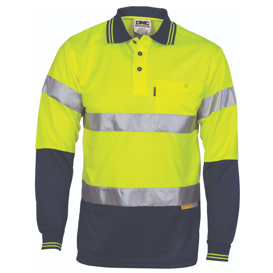 Hivis D/N Cool-Breathe Polo Shirt With 3M 8906 R/Tape - Long Sleeve