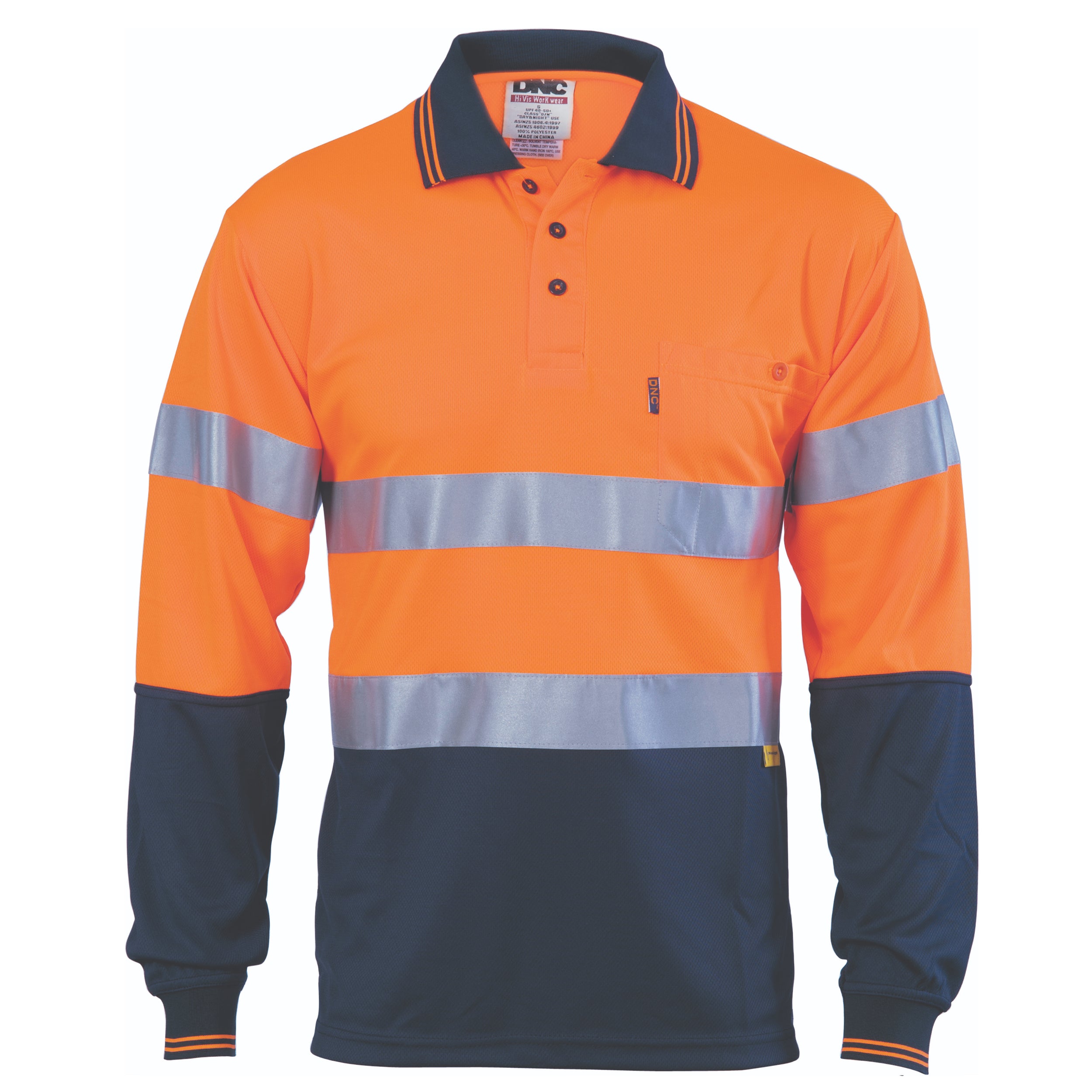 Hivis D/N Cool-Breathe Polo Shirt With 3M 8906 R/Tape - Long Sleeve