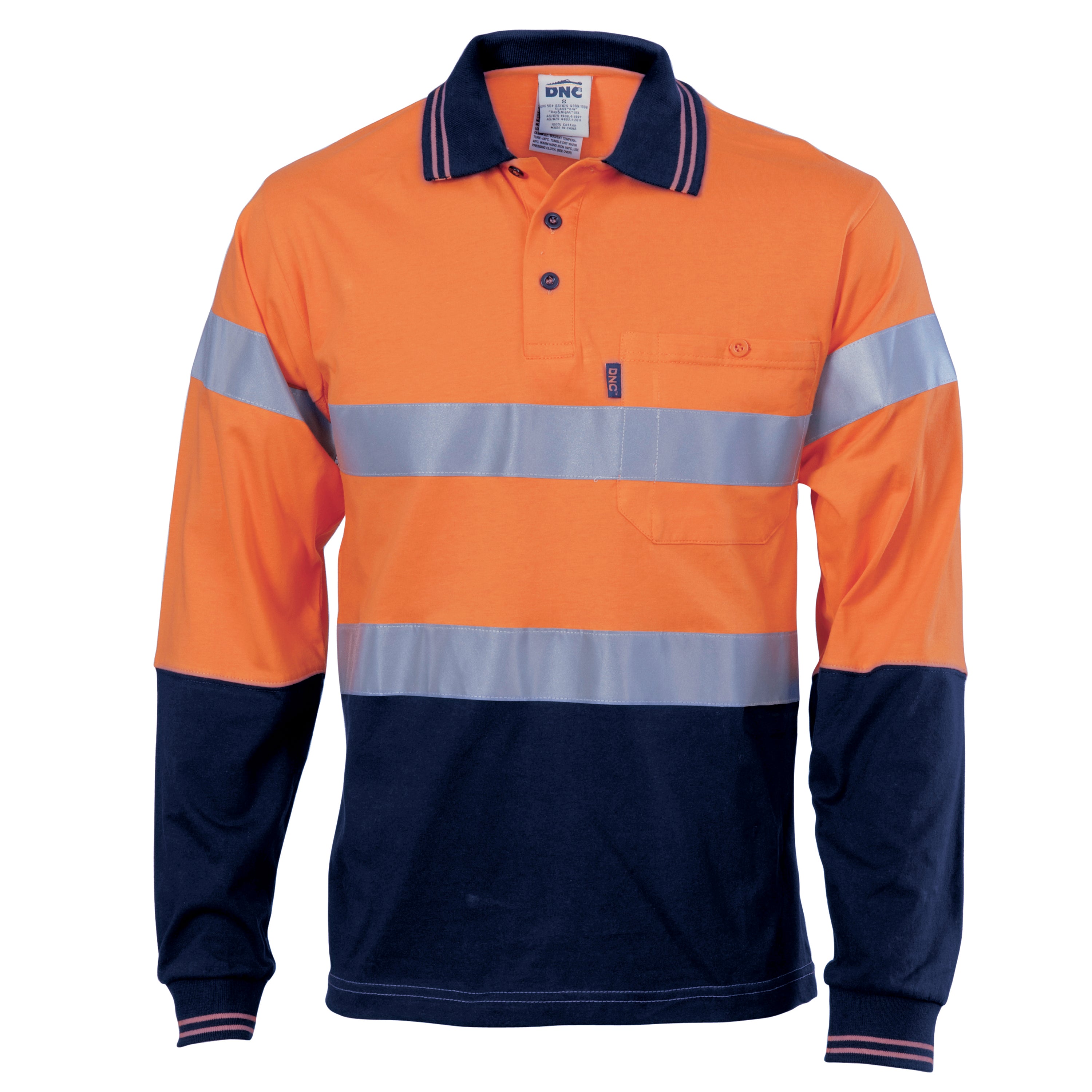 Hivis Cool-Breeze Cotton Jersey Polo With CSR R/Tape - L/S