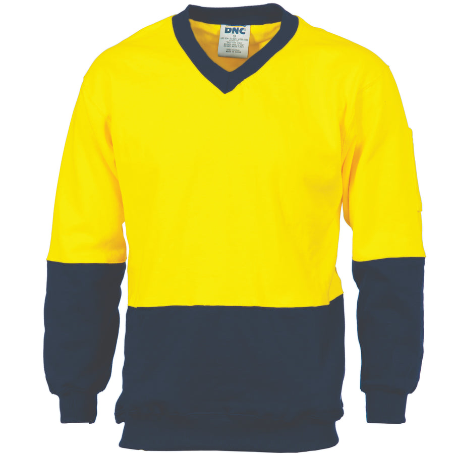 HiVis Two Tone Cotton Fleecy Sweat
Shirt V-Neck