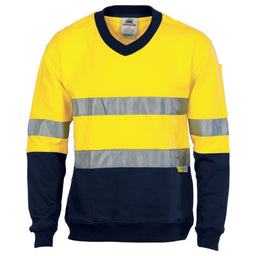 HiVis Two Tone Cotton Fleecy Sweat
Shirt V-Neck with 3M R/Tape