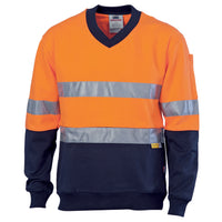 HiVis Two Tone Cotton Fleecy Sweat
Shirt V-Neck with 3M R/Tape
