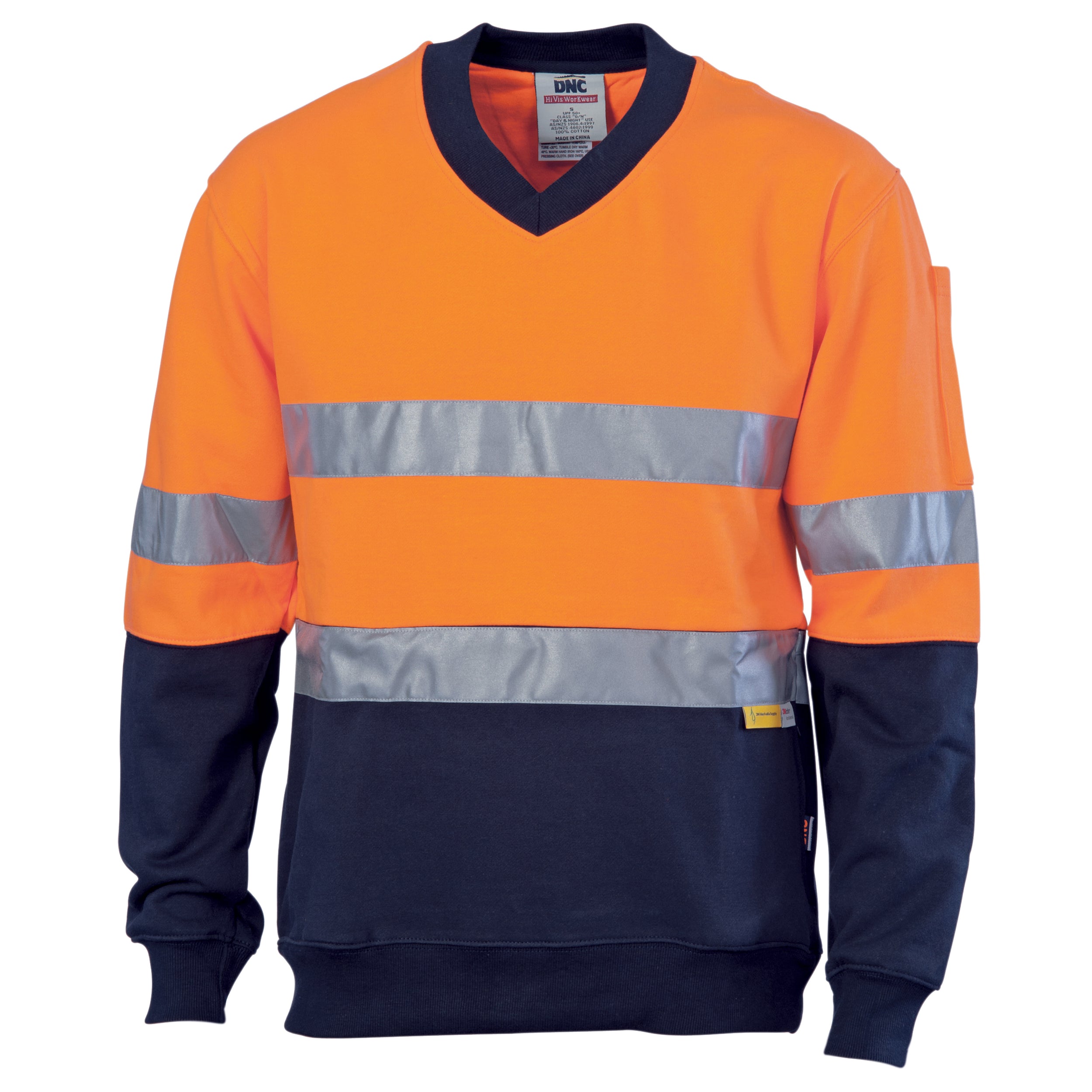 HiVis Two Tone Cotton Fleecy Sweat
Shirt V-Neck with 3M R/Tape