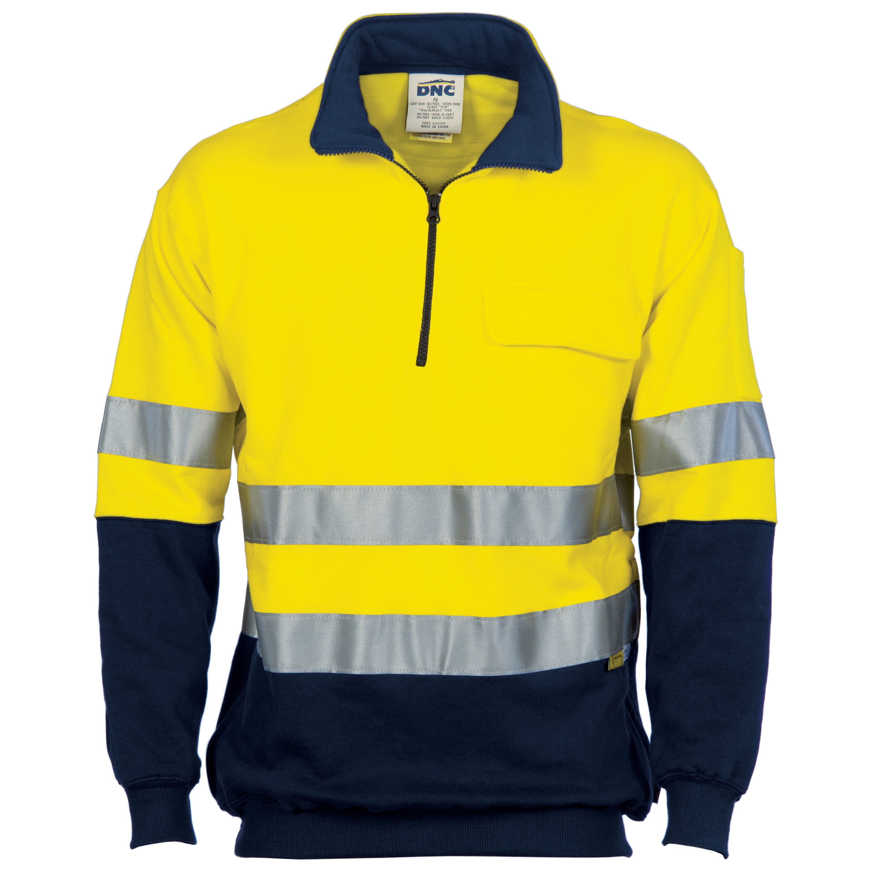 HiVis Two Tone 1/2 Zip Cotton Fleecy
Windcheater with 3M R/Tape