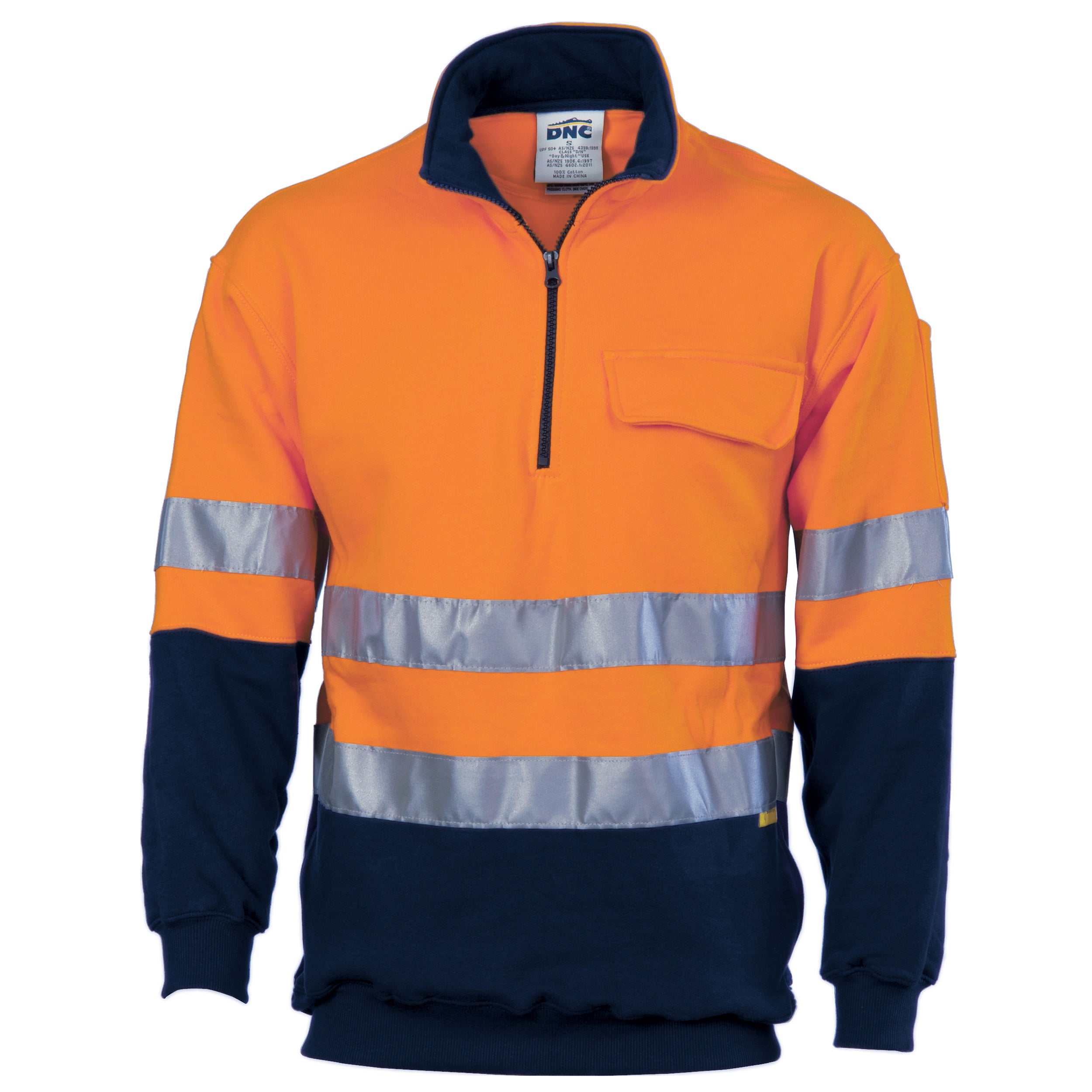 HiVis Two Tone 1/2 Zip Cotton Fleecy
Windcheater with 3M R/Tape