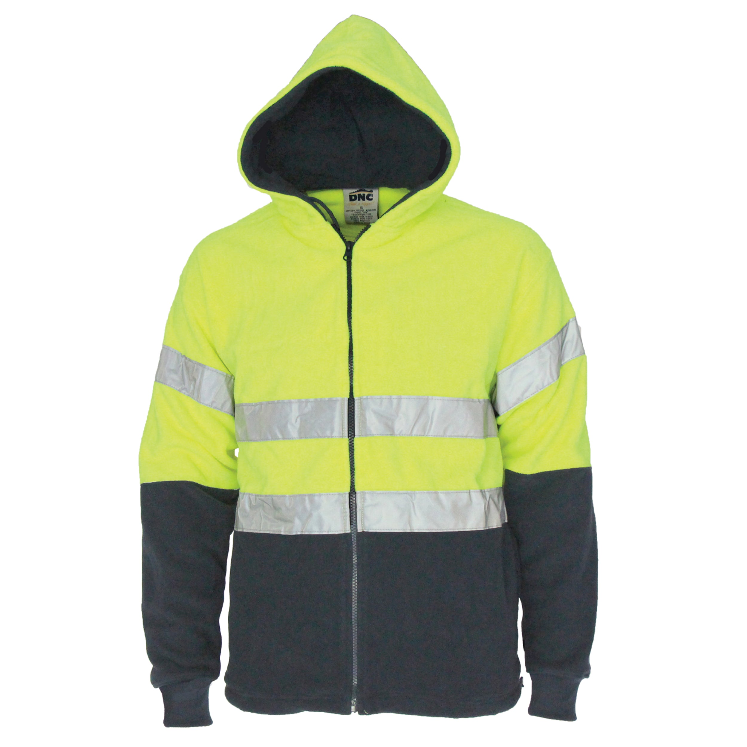 Hivis full zip polar fleece hoodie with CSR R/tape