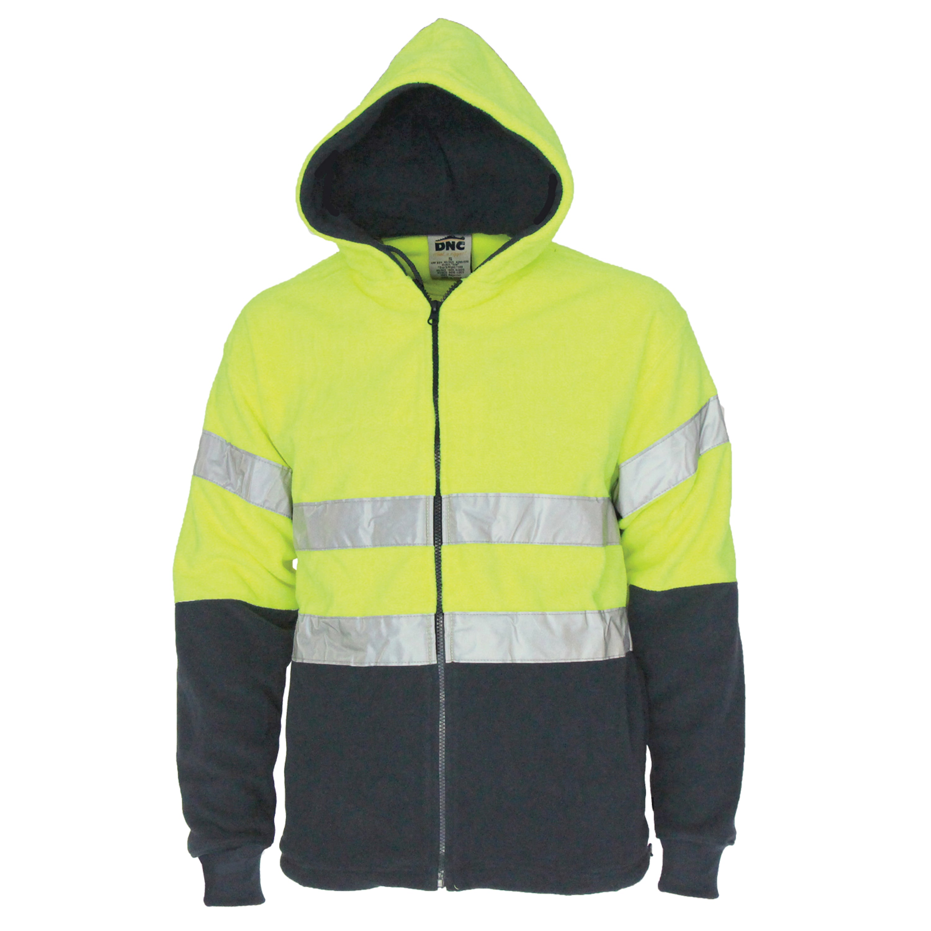 Hivis full zip polar fleece hoodie with CSR R/tape