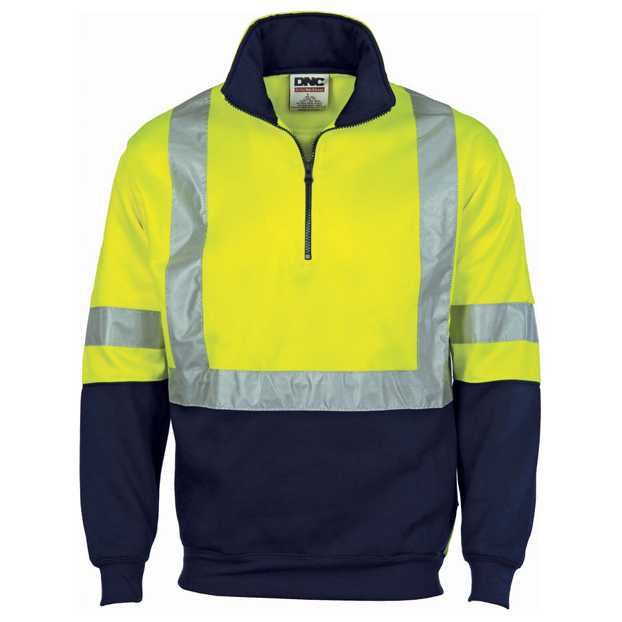 HiVis Cross Back D/N Two Tone 1/2 Zip Fleecy