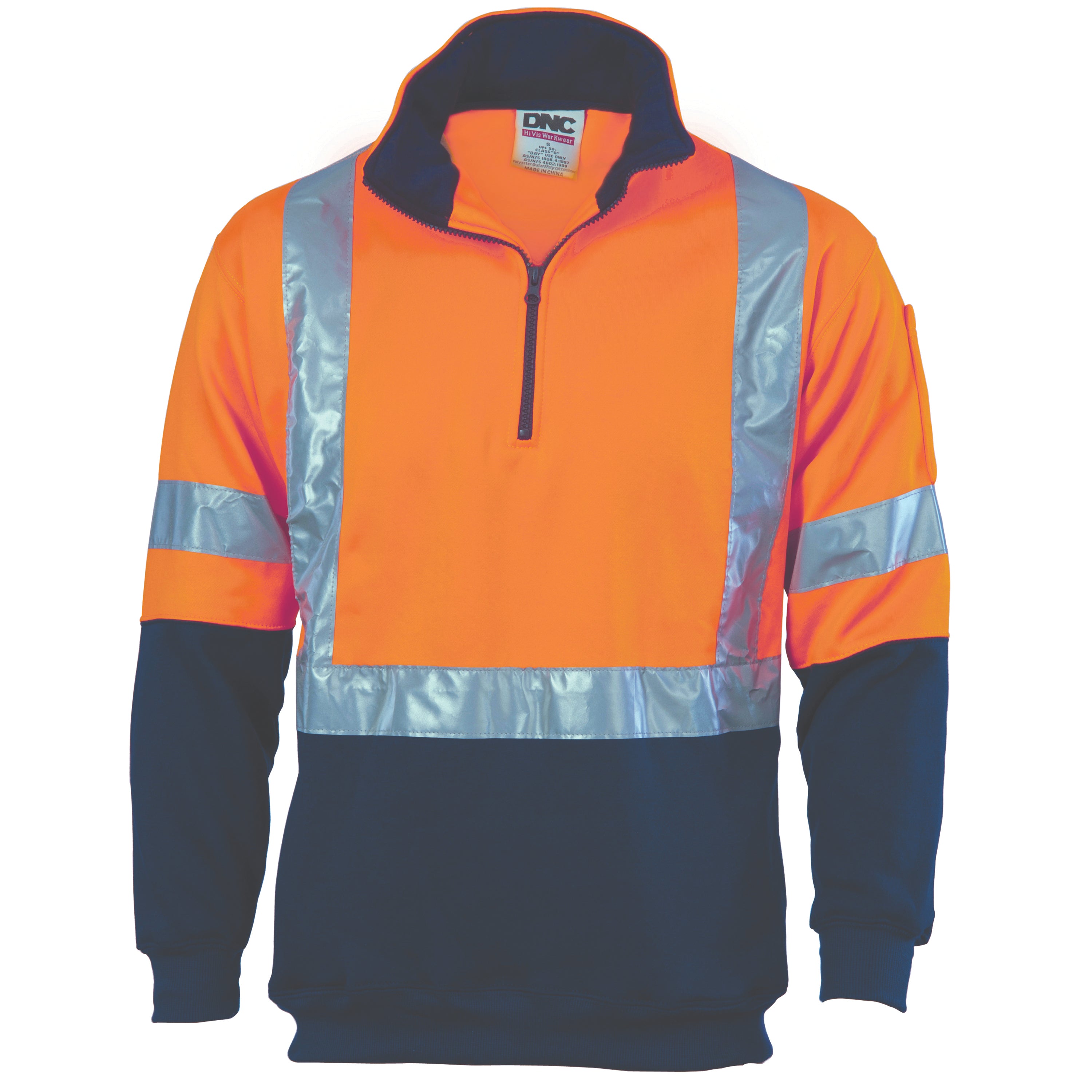 HiVis 1/2 Zip Fleecy with ‘X’ Back & additional Tape on Tail