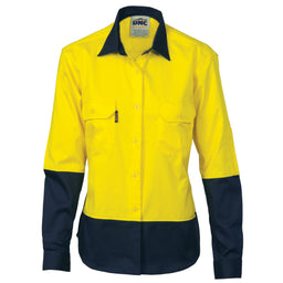 Ladies HiVis 2 Tone Cool-Breeze Cott on        Sh irt - Long Sleeve
