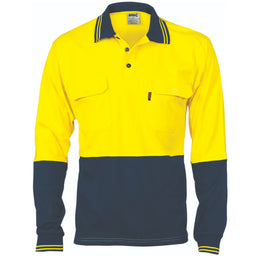 HiVis Cool-Breeze 2 Tone Cotton Jersey Polo
Shirt with Twin Chest Pocket - L/S