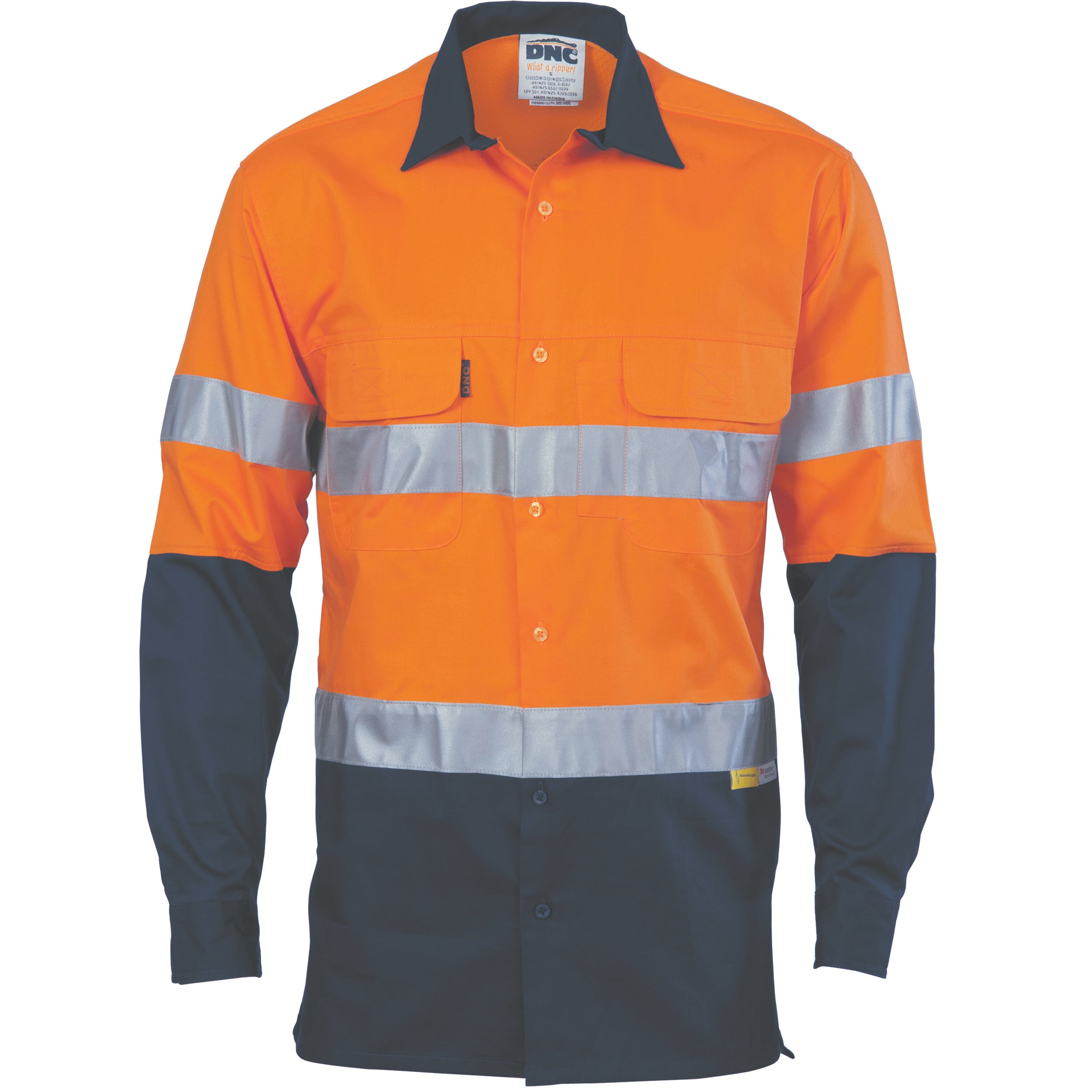 HiVis 3 Way Cool-Breeze Cotton Shirt with CSR/Tape - Long sleeve