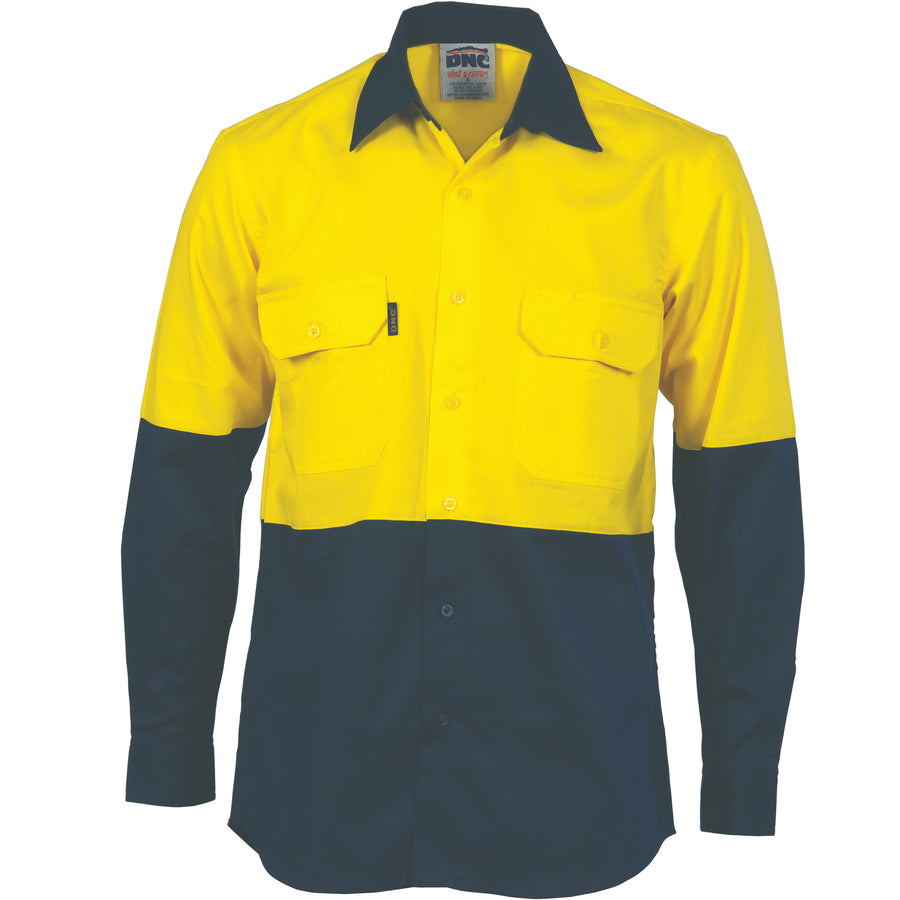 HiVis Two Tone Cotton Drill Vented Shirt -
Long Sleeve