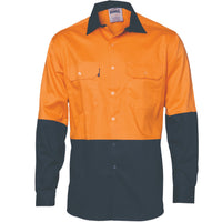 HiVis Two Tone Cotton Drill Vented Shirt -
Long Sleeve