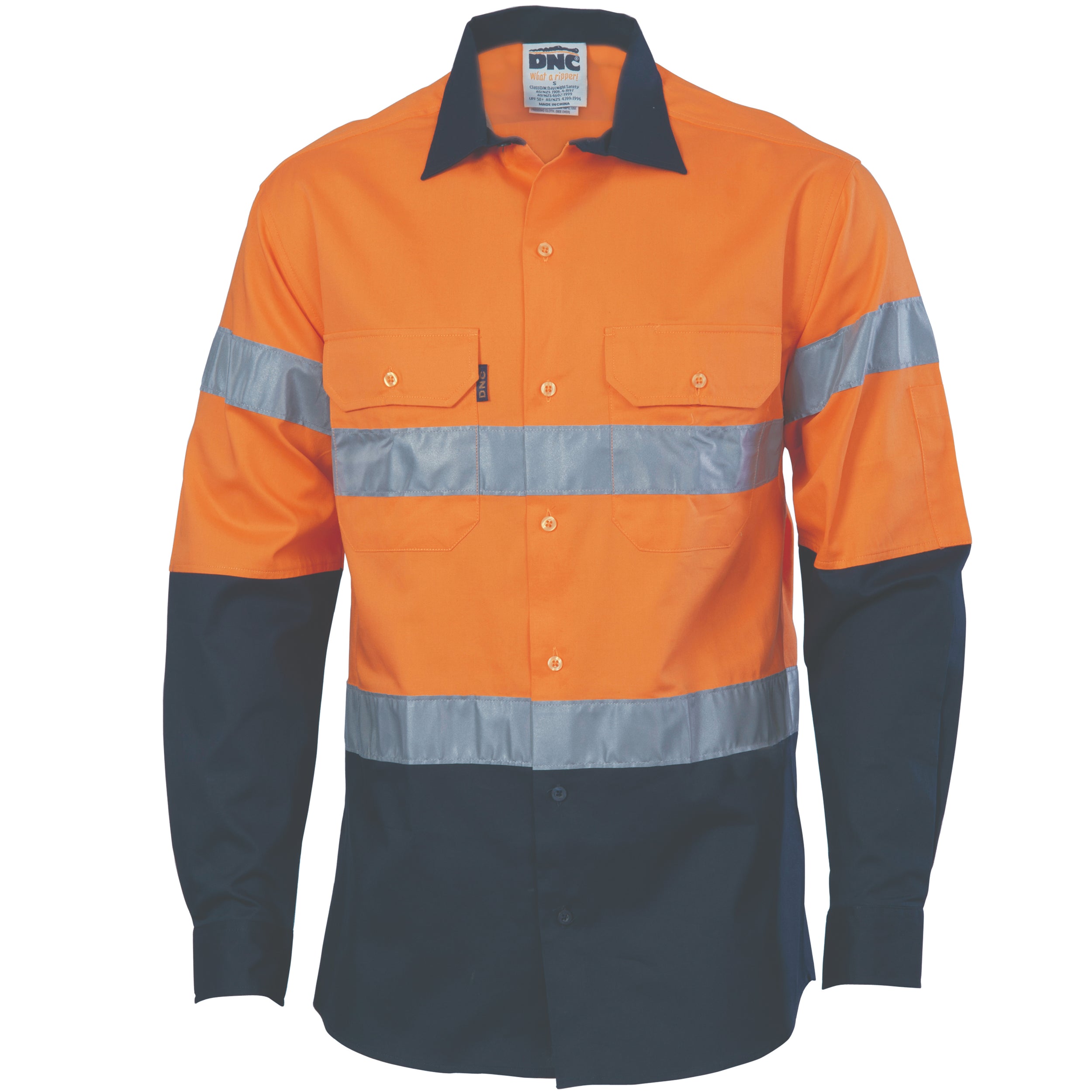 HiVis D/N 2 Tone Drill Shirt with Generic R/Tape -
long sleeve