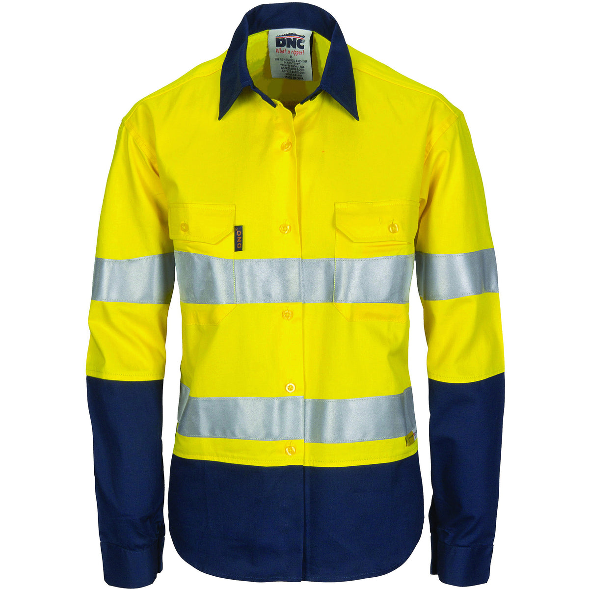 Ladies HiVis Two Tone Cool-Breeze Cott on Sh irt
with 3M R/Tape - Long sleeve
