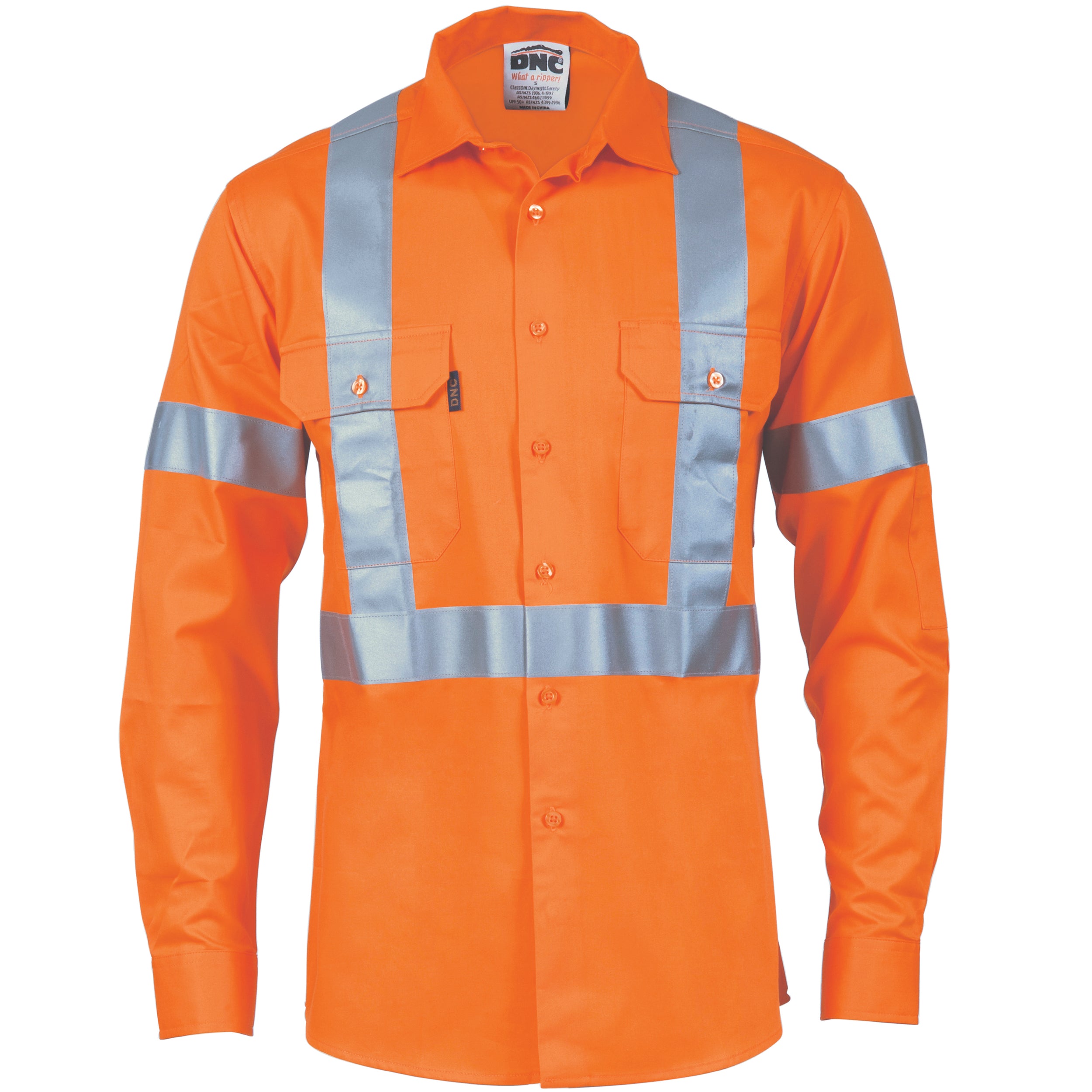 HiVis D/N Cotton Shirt with
Cross Back Generic R/Tape
- long sleeve