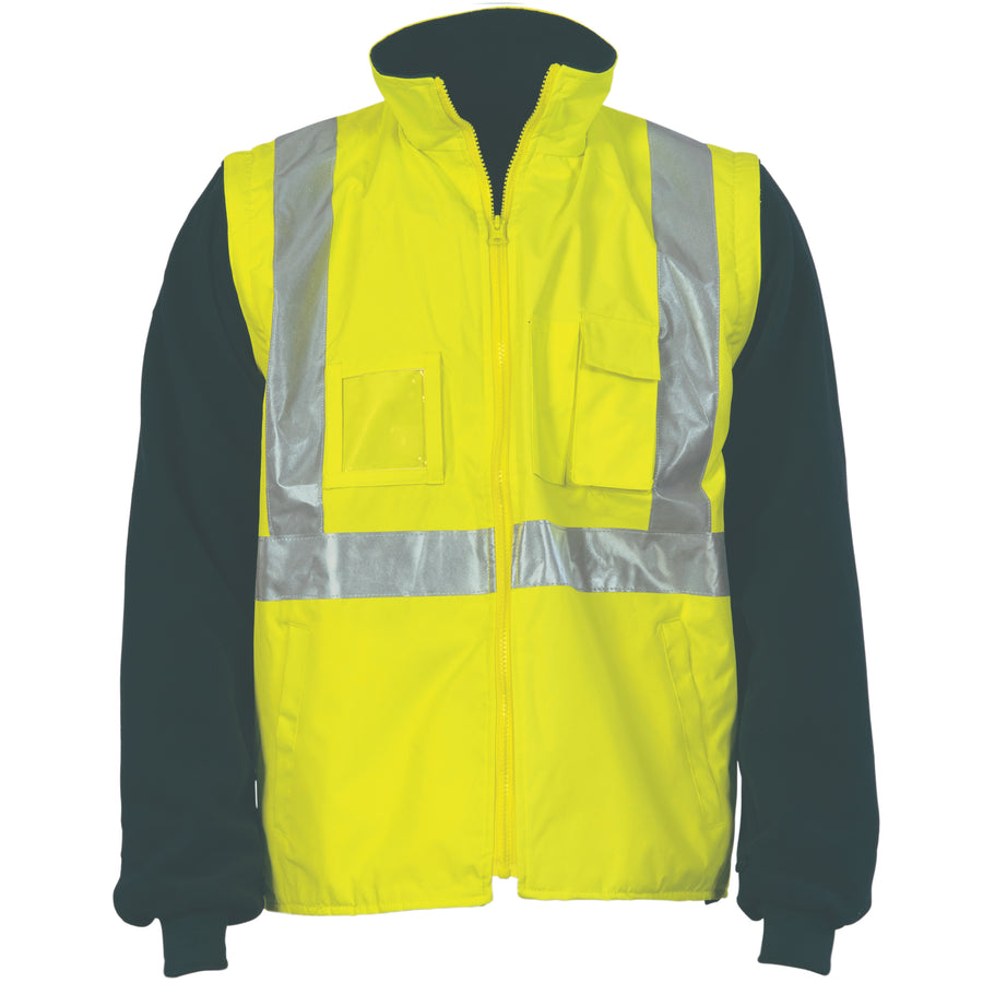 HiVis Cross Back D/N “4 in 1” Zip Off Sleeve Reversible Vest