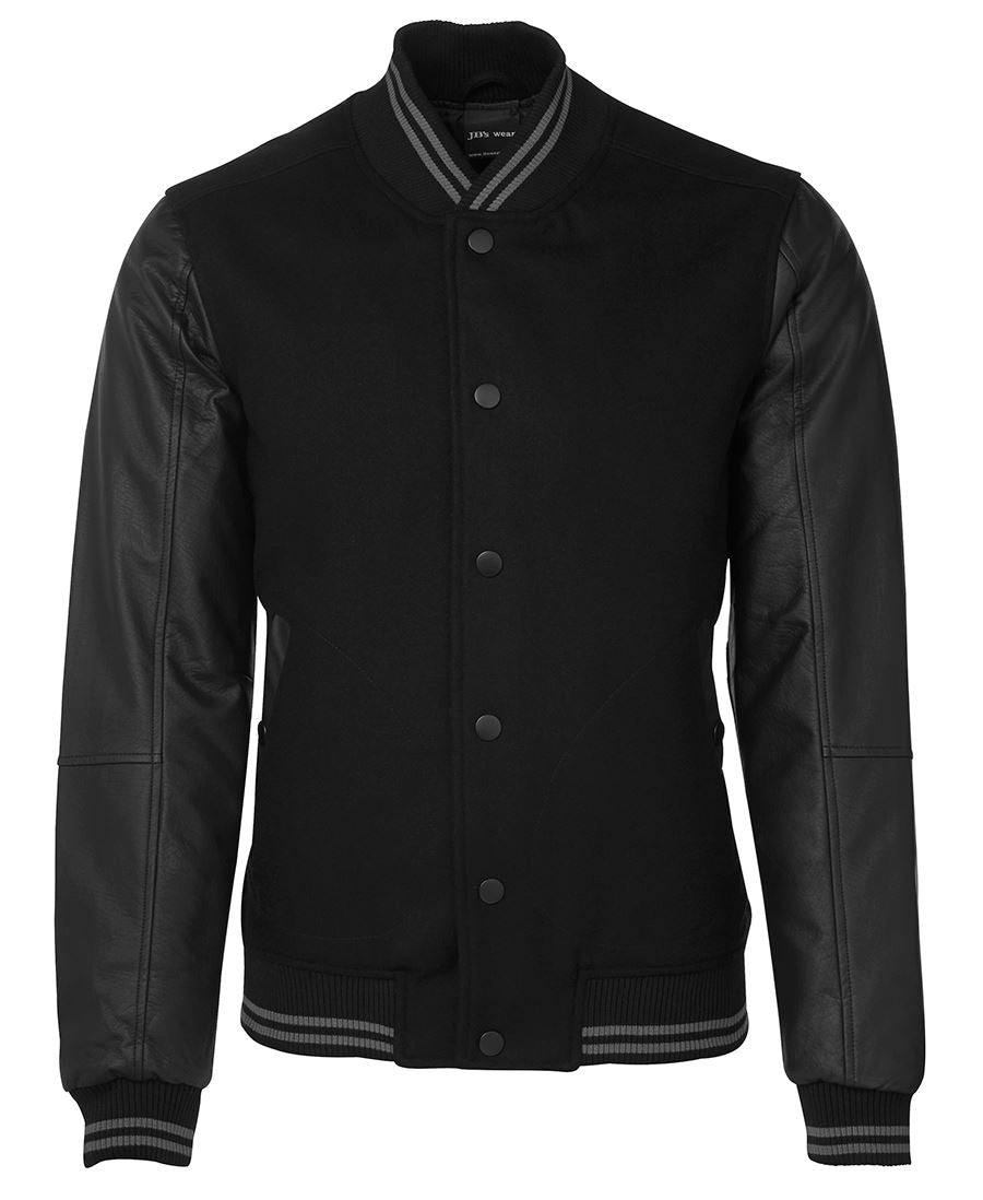JB's ART LEATHER BASEBALL JACKET BLACK - S