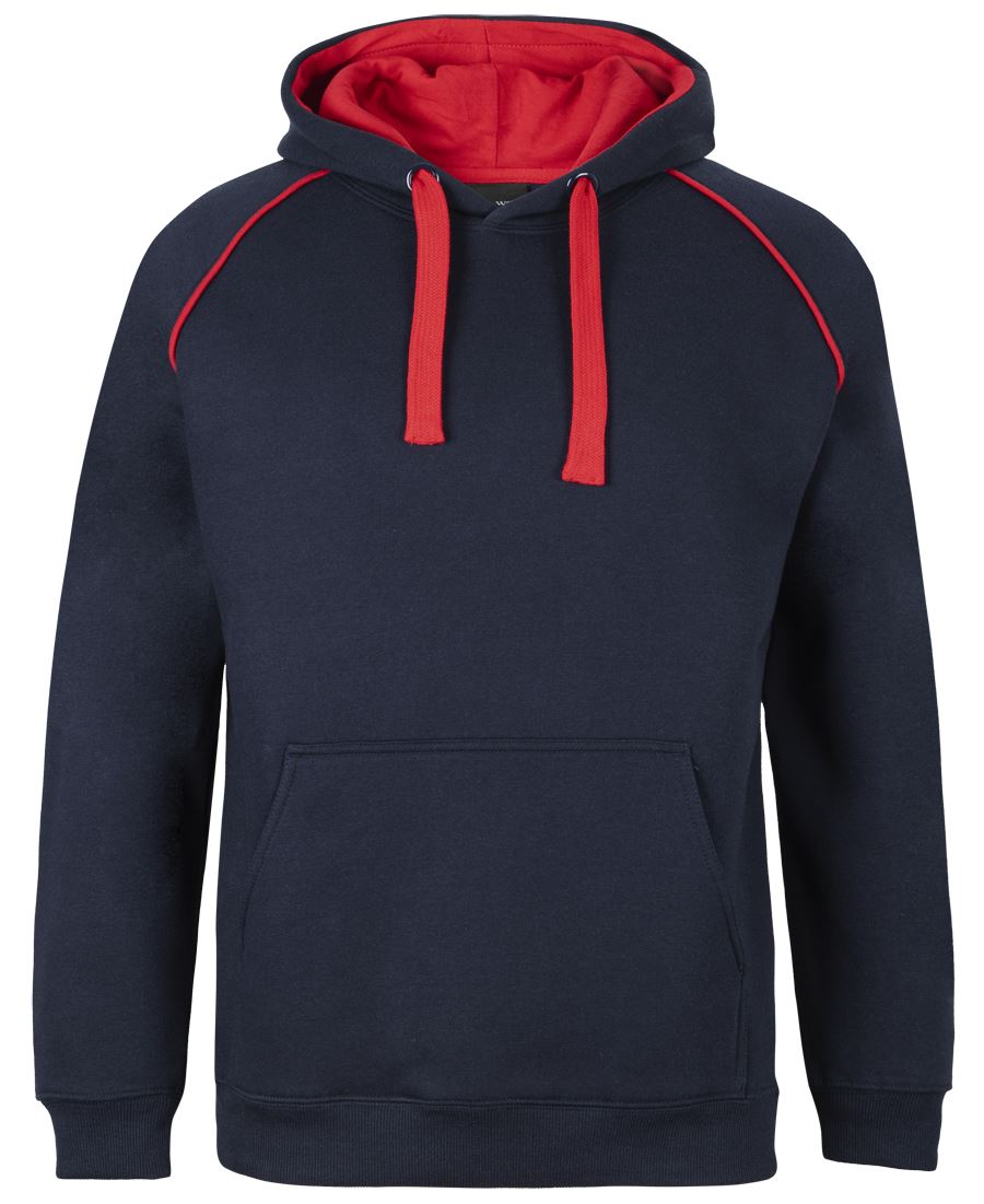 JB's CONTRAST FLEECY HOODIE BLACK/RED
