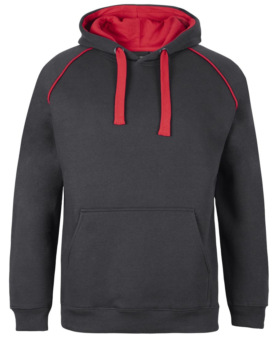 JB's CONTRAST FLEECY HOODIE BLACK/RED
