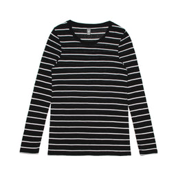 4027 fine stripe ls tee black/white