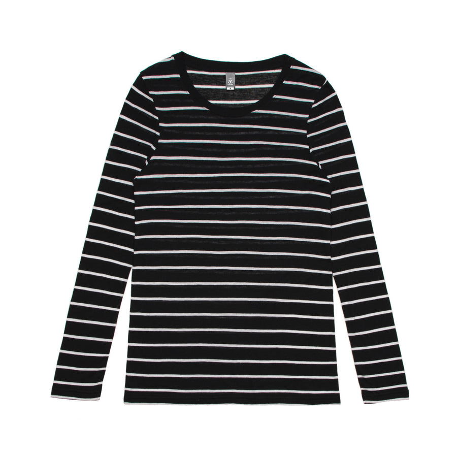 4027 fine stripe ls tee black/white