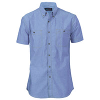 Cotton Chambray Shirt , Twin Pocket - Short Sleeve