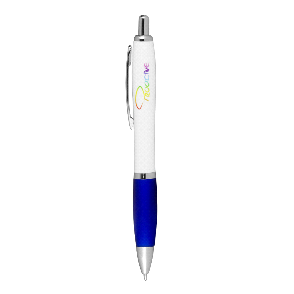 Nash Ballpoint Pen w/ White Barrel & Coloured Grip