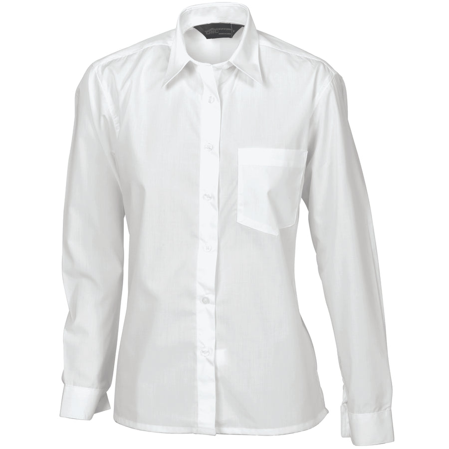 Ladies Polyester Cotton Poplin Shirt - Long Sleeve