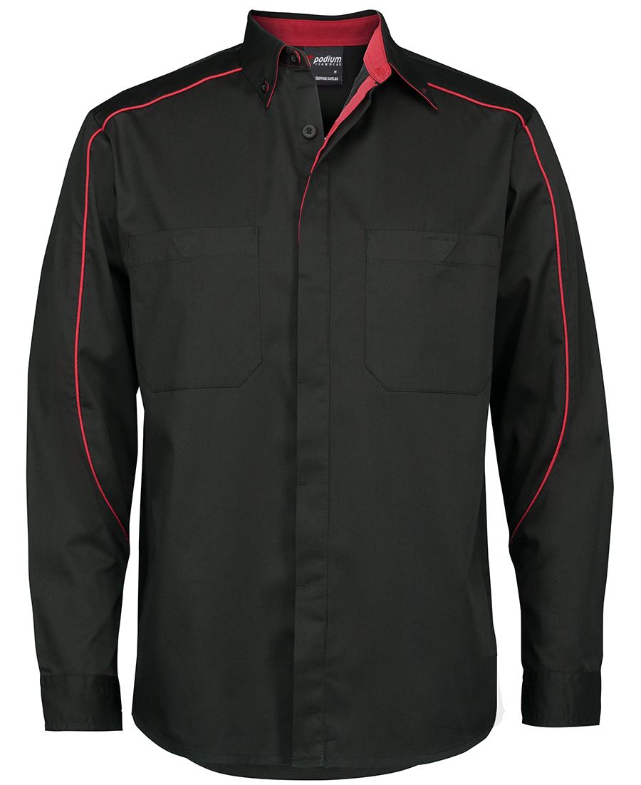 PODIUM L/S INDUSTRY SHIRT BLACK/RED - XS