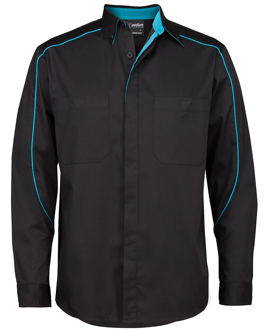 PODIUM L/S INDUSTRY SHIRT BLACK/RED - XS
