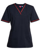 JB's CONTRAST LADIES SCRUBS TOP NAVY/RED