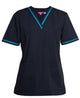 JB's CONTRAST LADIES SCRUBS TOP NAVY/RED