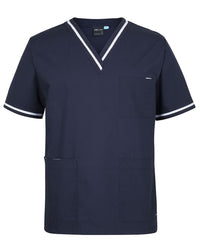 JB's CONTRAST UNISEX SCRUBS TOP NAVY/AQUA - XS